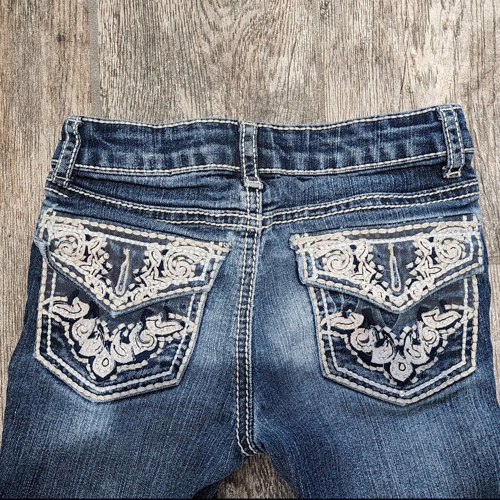 Vanilla Star Size 7 GIrls Bootcut Jeans with Embroidered Pockets